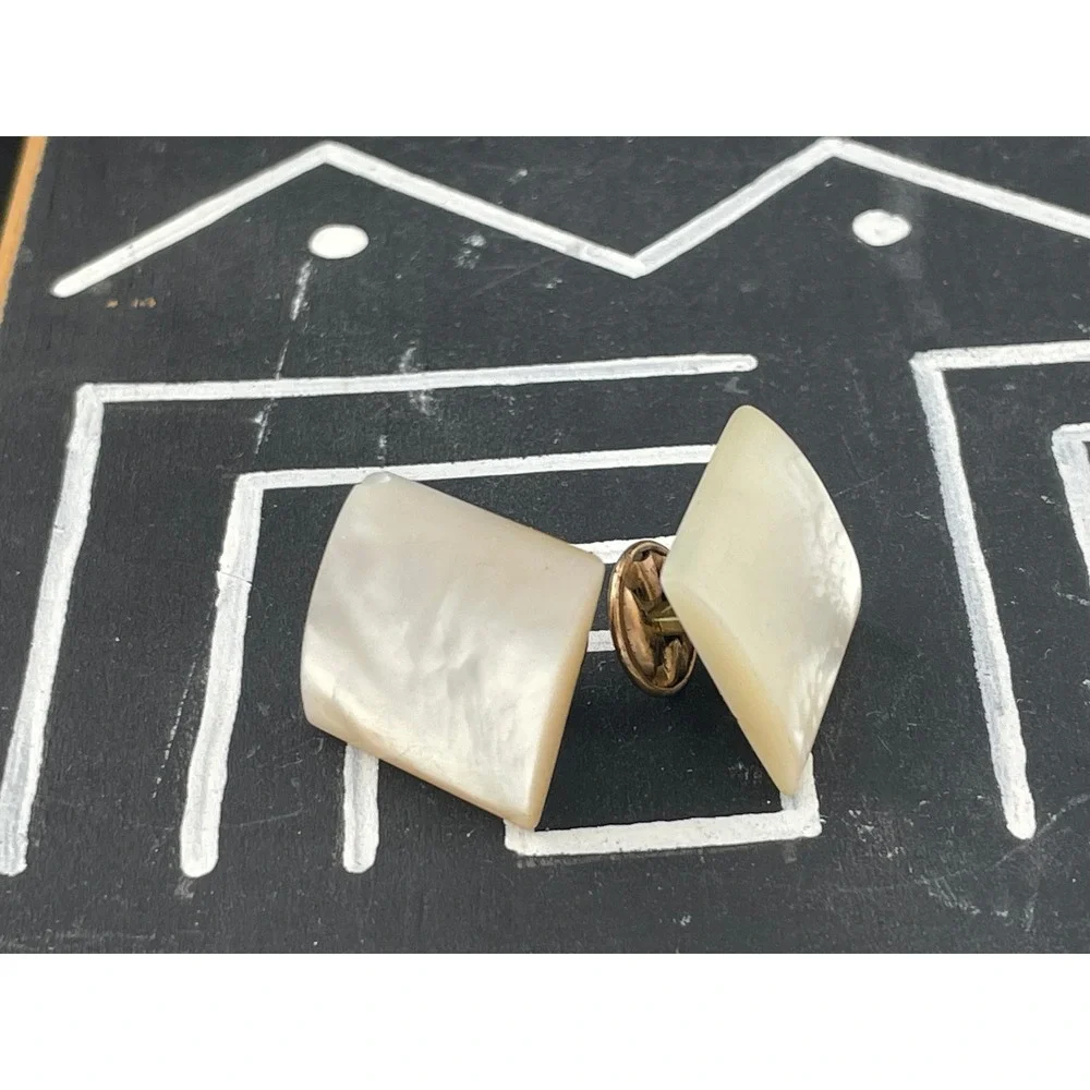 Antique Mother of Pearl Cufflinks Edwardian Patent Marked Mens Dress Accessories